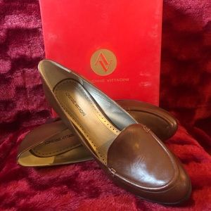 Leather loafers with heel